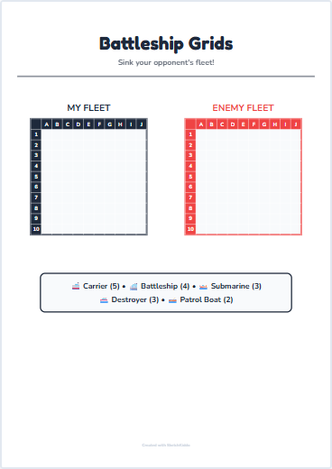 Battleship Grids Preview