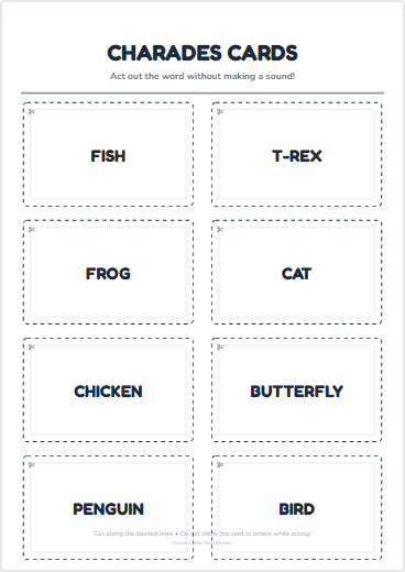 Charades Cards Preview