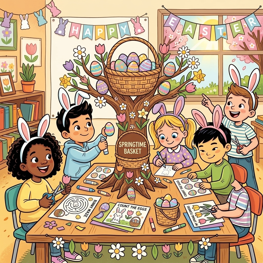 Free Easter Worksheets & Spring Printables for Kids: Egg Math, Bunny Tracing & Word Search