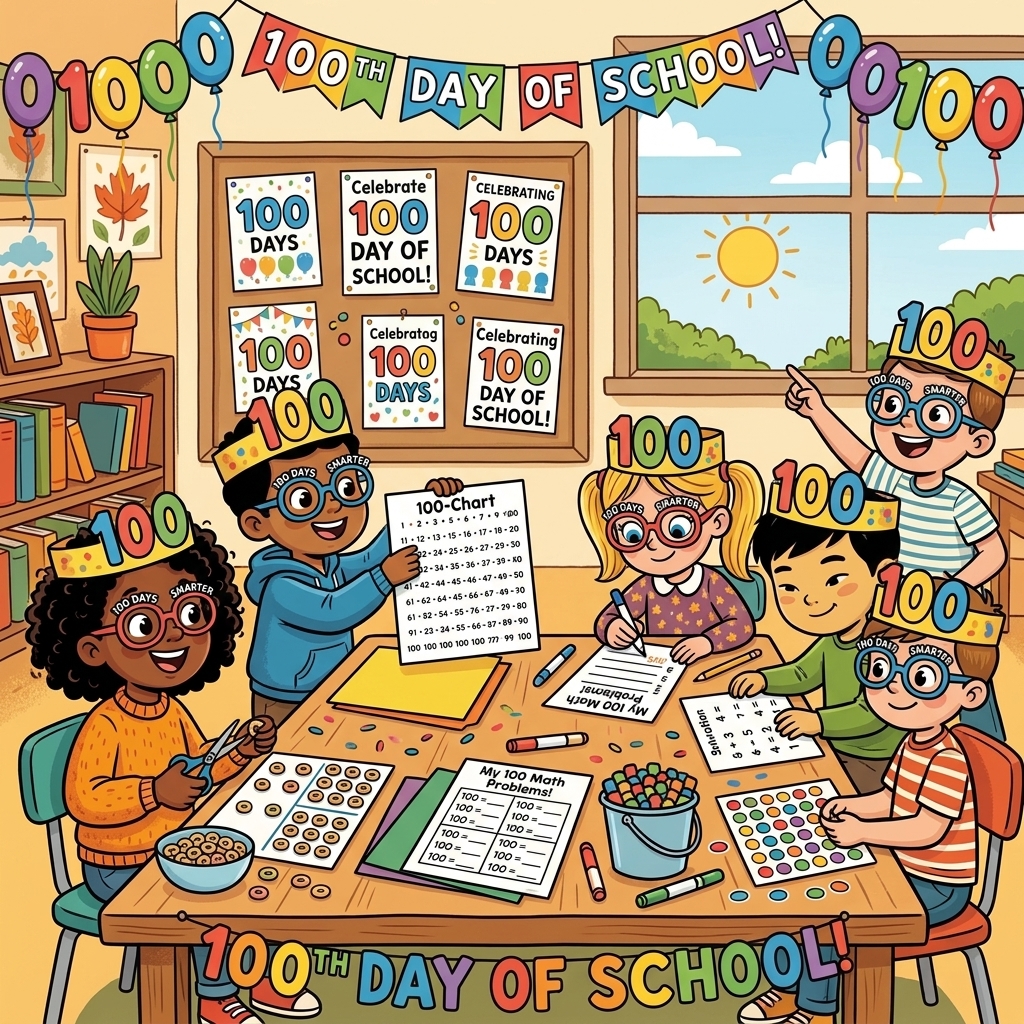 100th Day of School Activities & Free Printables: 100 Days Smarter Math, Crowns & Crafts