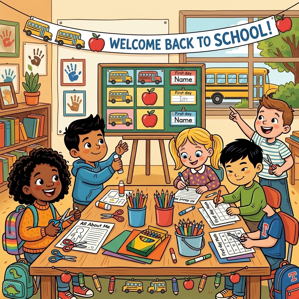 Back to School Worksheets & First Week Printables: All About Me, Tracing & Math Review