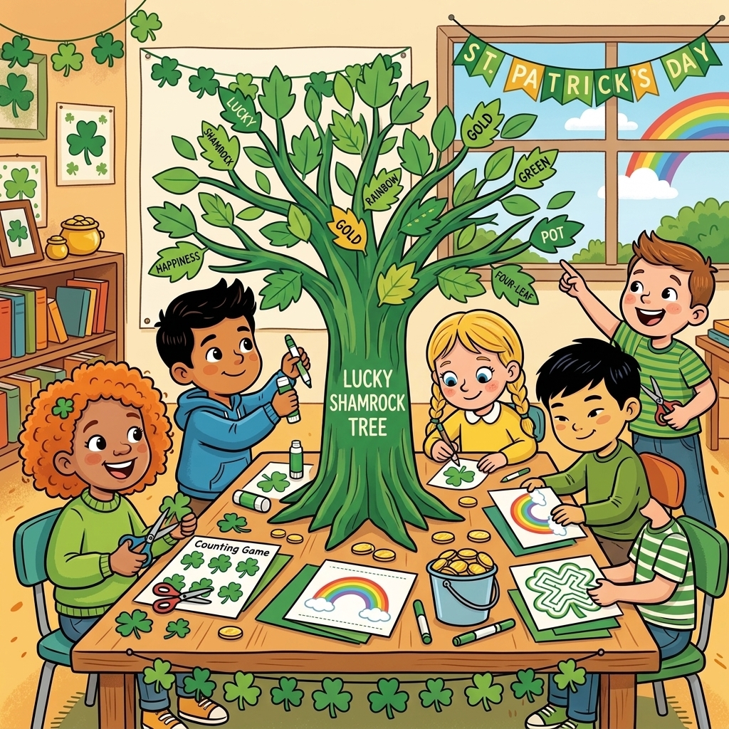St. Patrick's Day Math Worksheets & Printables: Lucky Clover Counting, Mazes & Rainbow Puzzles